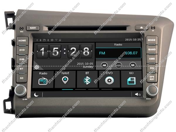 DVD liền màn hình sadosonic Theo xe Civic 2012-2015 GPS