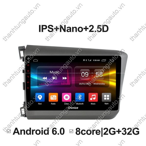 Màn hình android ownice theo xe civic 2012-2016