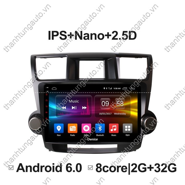 Màn hình android ownice cho xe Highlander 2007-2014