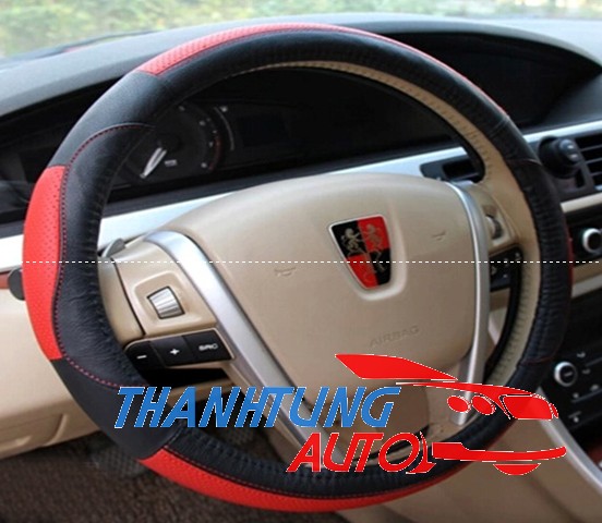 Bọc da vô lăng viền đỏ mẫu1